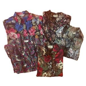 Vtg Lot Of 5‎ Womens Sz Small LS & SS Grannycore Floral Blouses Dunner Stevens